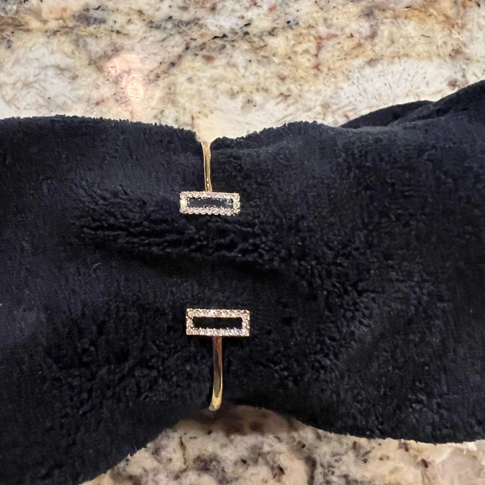 Kate Spade Gold Tone Dark Blue Raising the Bar Hinged Cuff Bracelet